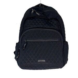 Vera Bradley Black Quilted Fabric Microfiber Backpack Large 19 x 16